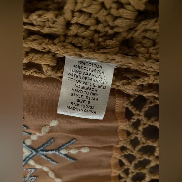 Kori America~southwest style embroidered & crocheted vest with fringe~size S~EUC - Picture 5 of 5